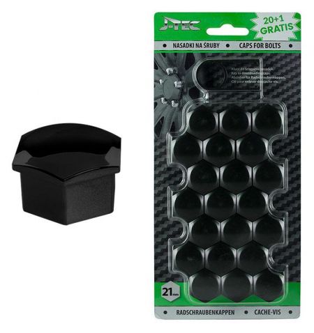 Krytky ochranné / čepičky plastové na šrouby / matice kol 21mm - černé / sada 21ks | Filson Store