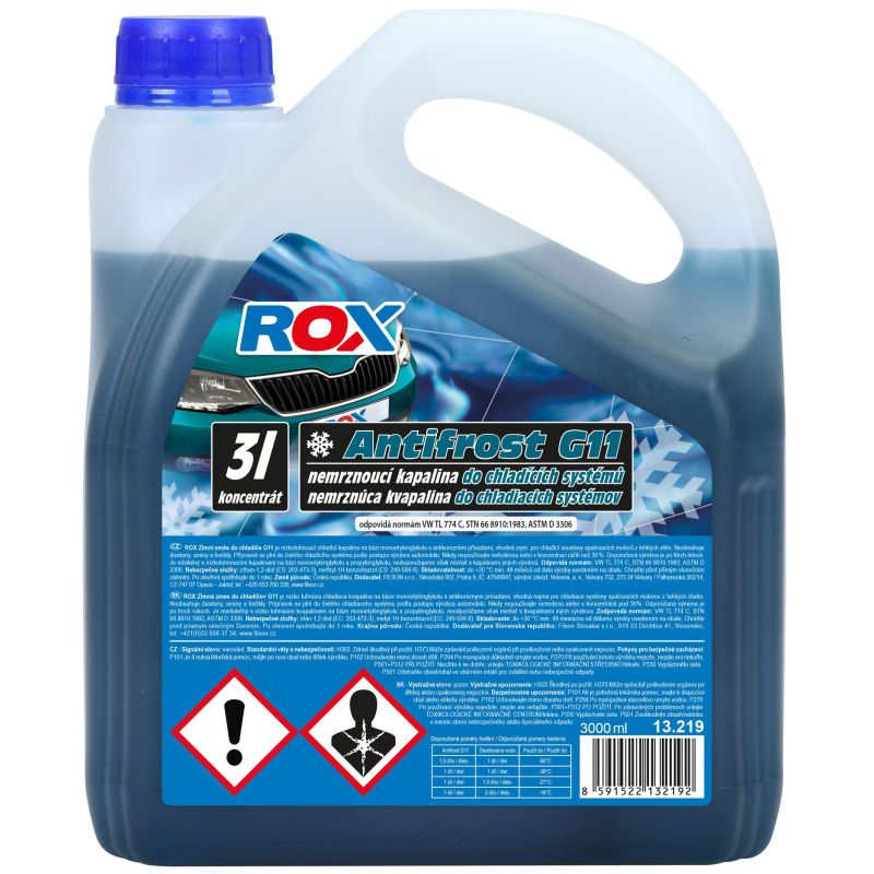 Chladící kapalina G11 Rox Antifrost 3l - koncentrát pro další ředění