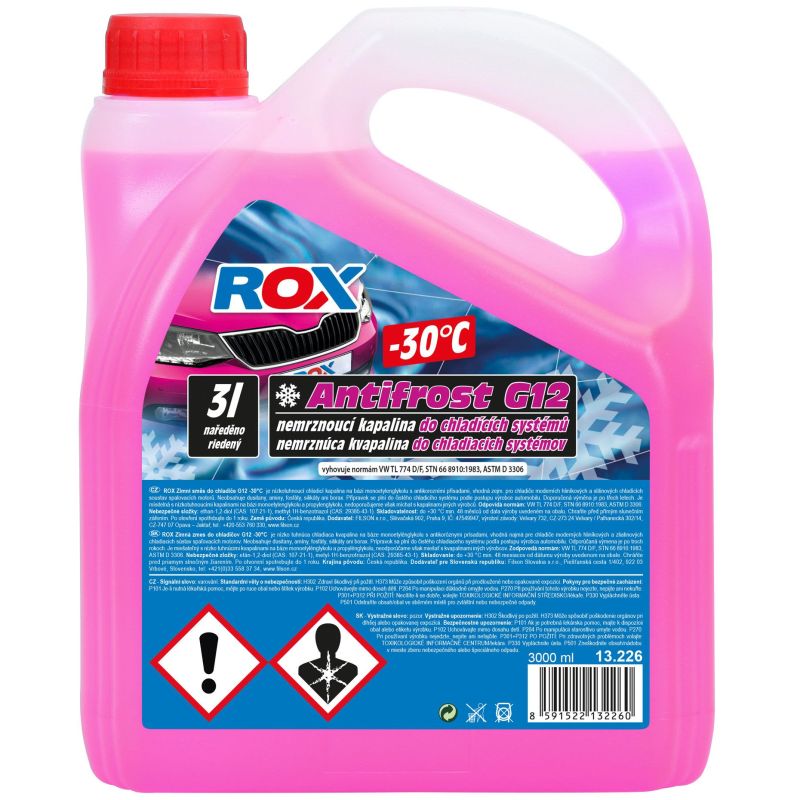 Chladící kapalina G12 Rox Antifrost Readymix -30°C 3l