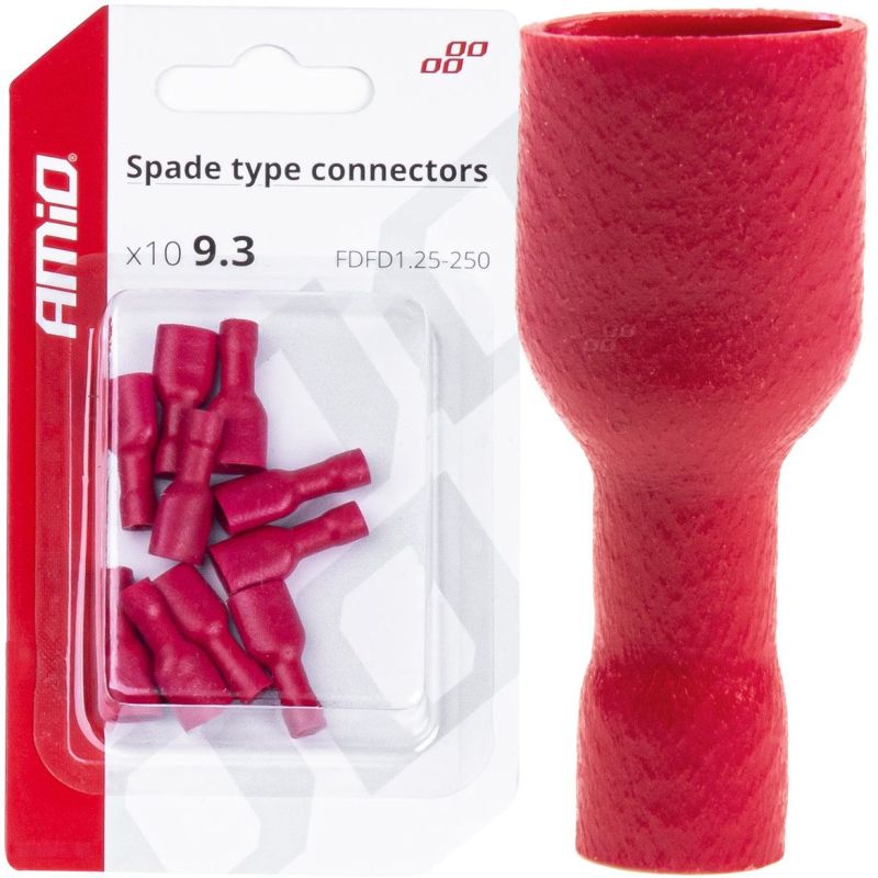 Konektory izolované - samice červená 6.3mm 0.5-1.5mm2 10A / sada 10ks