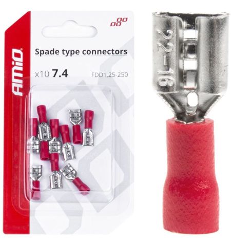 Konektory - samice červená 6.3mm 0.5-1.5mm2 10A / sada 10ks | Filson Store