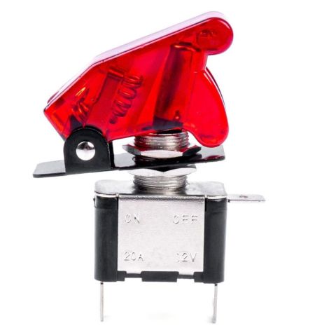 Vypínač / spínač páčkový s červeným podsvícením a jištěním 12/24V 20A | Filson Store