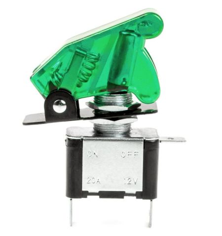 Vypínač / spínač páčkový se zeleným podsvícením a jištěním 12/24V 20A | Filson Store
