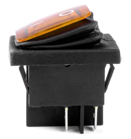Vypínač / spínač kolébkový obdélníkový se žlutým podsvícením 12/24V 20A / prachotěsný | Filson Store