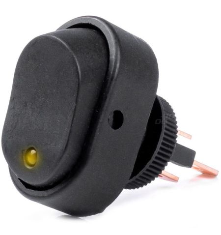 Vypínač / spínač kolébkový oválný se žlutou LED diodou 12/24V 30A | Filson Store