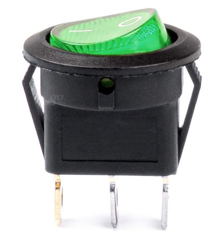 Vypínač / spínač kolébkový kulatý se zeleným podsvícením 12/24V 20A | Filson Store