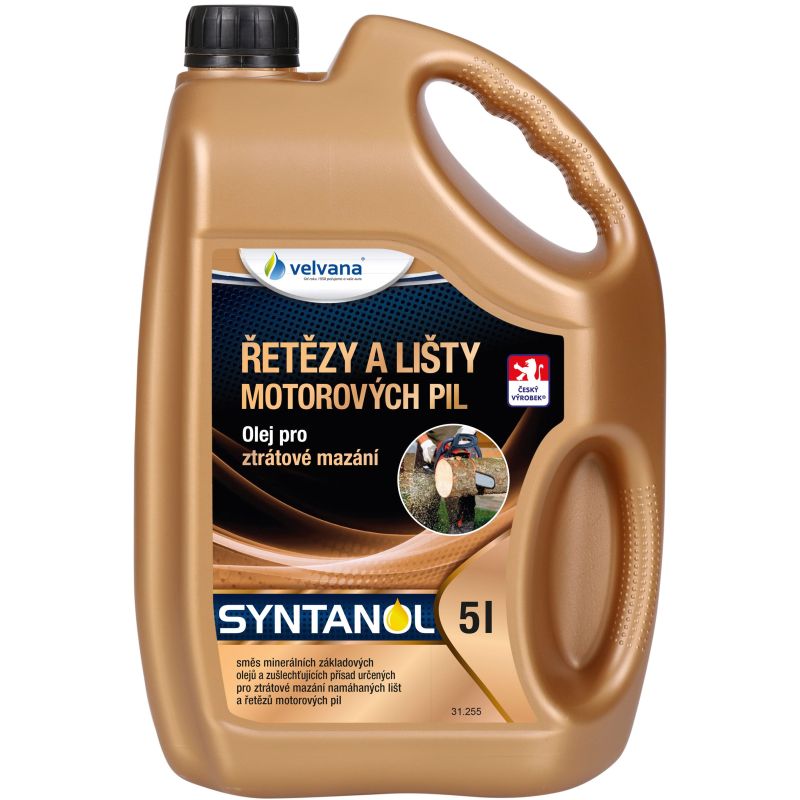 Olej pro ztrátové mazání namáhaných lišt a řetězů motorových pil Syntanol 5l