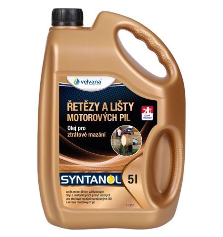 Olej pro ztrátové mazání namáhaných lišt a řetězů motorových pil Syntanol 5l