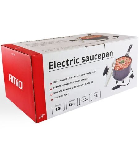 Hrnec elektrický do auta s pokličkou 150W 12V - průměr 18cm / výška 8cm Amio - 5