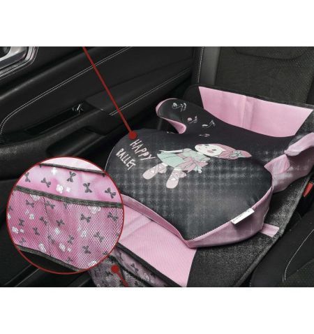 Podložka pod dětskou autosedačku na sedadlo vozidla Ballet Doll - s organizérem v přední části / růžová | Filson Store