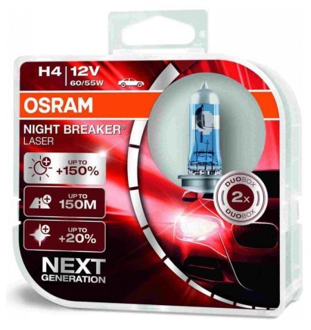 Autožárovky Osram Night Breaker Laser H4 12V 60/55W P43t - plastový box 2ks | Filson Store