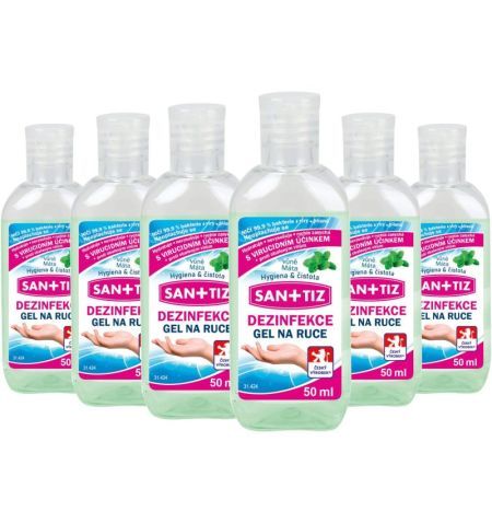 Dezinfekční gel na ruce / dezinfekce Sanitiz 6x 50ml - parfém máta / obsahuje Aloe Vera | Filson Store