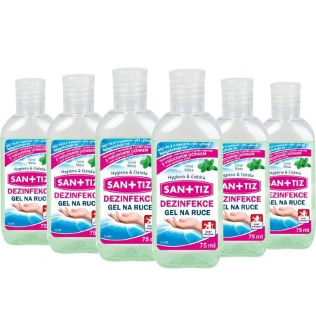 Dezinfekční gel na ruce / dezinfekce Sanitiz 6x 75ml - parfém máta / obsahuje Aloe Vera | Filson Store