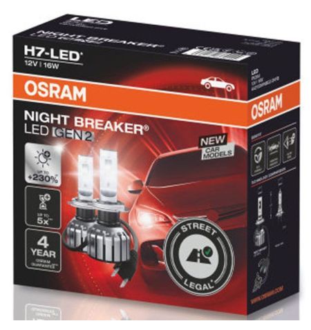 Autožárovky LED diodové Osram Night Breaker H7 12V 16W PX26d - krabička 2ks / schváleno pro ČR / EU homologace / druhá genera...