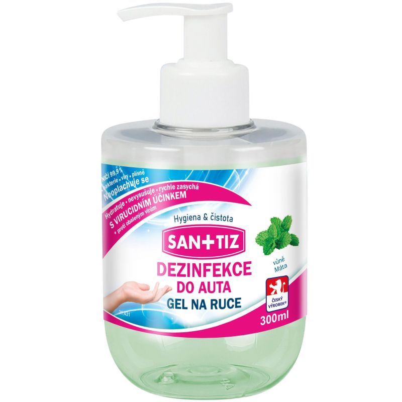 Dezinfekční gel na ruce / dezinfekce do auta Sanitiz 300ml - parfém máta