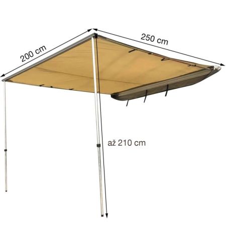 Markýza výsuvná na karavan / obytné auto / dodávku / osobní auto 200x250cm - písková | Filson Store