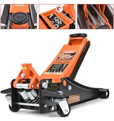 Hever hydraulický - pojízdný 3000kg / nízkoprofilový 73-515mm / dvoupístový / 2x gumová podložka / rukavice | Filson Store