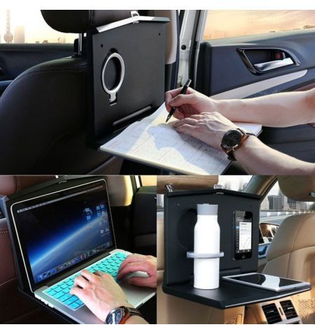 Stolek do auta na opěrku hlavy Joyart - luxusní / černý / na notebook / držák nápojů | Filson Store Stolek do auta na opěrku hlavy Joyart - luxusní / černý / na notebook / držák nápojů | Filson Store