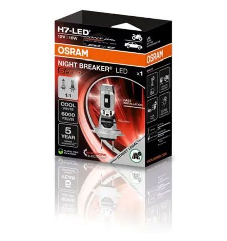 Autožárovky LED diodové Osram Night Breaker Speed H7 12V 16W PX26d - 2ks / schváleno pro ČR / EU homologace / třetí generace ...