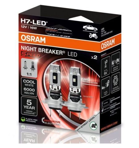 Autožárovky LED diodové Osram Night Breaker Speed H7 12V 16W PX26d - 2ks / schváleno pro ČR / EU homologace / třetí generace ...