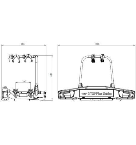 Nosič na tažné zařízení na 2 kola / elektrokola Hakr Elektro Trip 2 Top Plus - sklopný | Filson Store