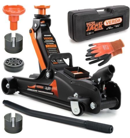 Hever hydraulický - pojízdný 2500kg / nízkoprofilový 86-365mm / 3x gumová podložka / rukavice / kufr | Filson Store