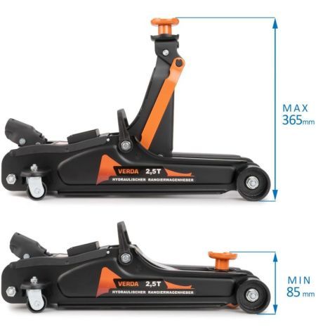 Hever hydraulický - pojízdný 2500kg / nízkoprofilový 86-365mm / 3x gumová podložka / rukavice / kufr | Filson Store