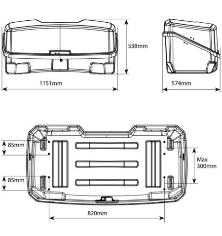 Zadní box na nosič na tažné zařízení Menabo Mizar - objem 300l / uzamykací | Filson Store