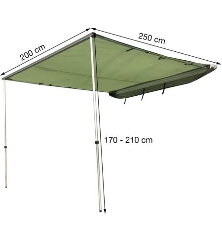 Markýza výsuvná na karavan / obytné auto / dodávku / osobní auto 200x250cm - zelená | Filson Store