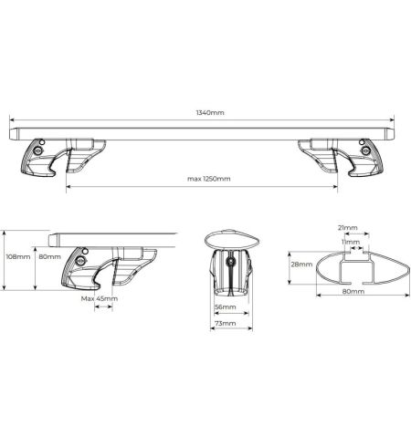 Příčníky na klasické podélníky / hagusy Menabo Fender XL 134cm - aluminium / uzamykatelné / černé | Filson Store