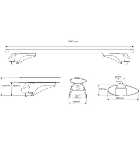 Příčníky na integrované podélníky / snížené podélníky/hagusy Menabo Sonic 120cm - aluminium / uzamykatelné / černé | Filson S... Příčníky na integrované podélníky / snížené podélníky/hagusy Menabo Sonic 120cm - aluminium / uzamykatelné / černé | Filson S...