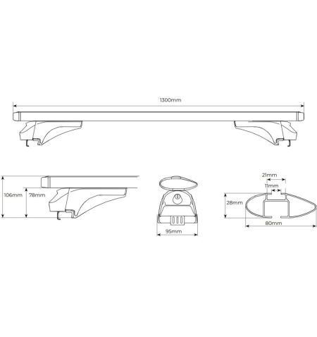 Příčníky na integrované podélníky / snížené podélníky/hagusy Menabo Sonic XL 130cm - aluminium / uzamykatelné / černé | Filso...