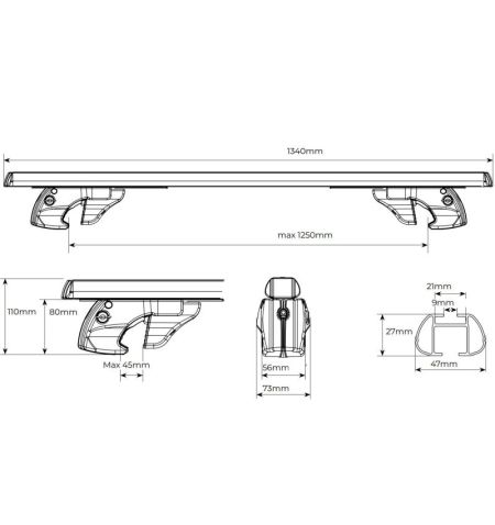 Příčníky na klasické podélníky / hagusy Menabo Sherman XL 135cm - aluminium / uzamykatelné / černé | Filson Store