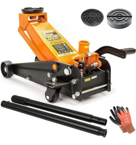 Hever hydraulický - pojízdný 3000kg 130-490mm / 2x gumová podložka / nožní pedál / rukavice | Filson Store