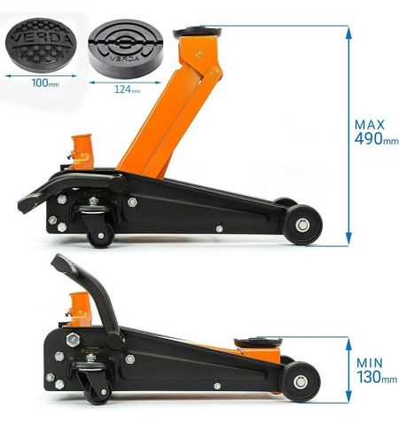 Hever hydraulický - pojízdný 3000kg 130-490mm / 2x gumová podložka / nožní pedál / rukavice | Filson Store Hever hydraulický - pojízdný 3000kg 130-490mm / 2x gumová podložka / nožní pedál / rukavice | Filson Store