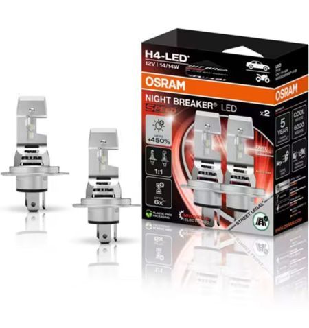 Autožárovky LED diodové Osram Night Breaker Speed 450 H4 12V 14/14W P43t 2ks / schváleno v ČR / EU homologace / čtvrtá genera...