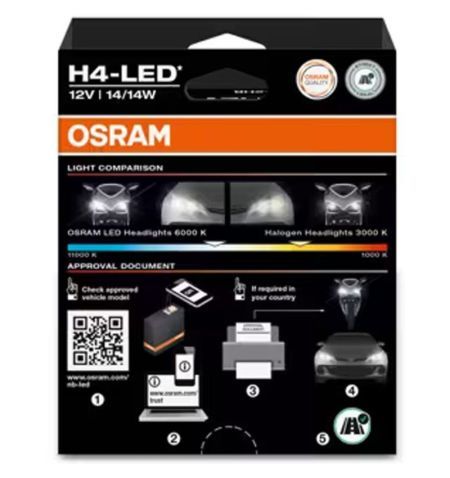 Autožárovky LED diodové Osram Night Breaker Speed 450 H4 12V 14/14W P43t 2ks / schváleno v ČR / EU homologace / čtvrtá genera...