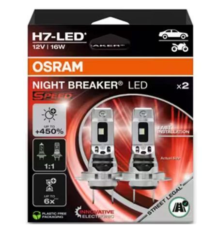 Autožárovky LED diodové Osram Night Breaker Speed 450 H7 12V 16W PX26d 2ks / schváleno pro ČR / EU homologace / čtvrtá genera...