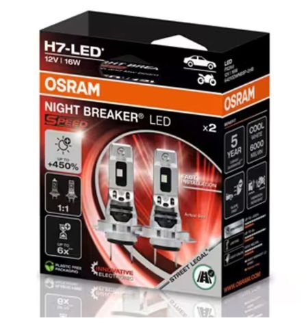Autožárovky LED diodové Osram Night Breaker Speed 450 H7 12V 16W PX26d 2ks / schváleno pro ČR / EU homologace / čtvrtá genera...