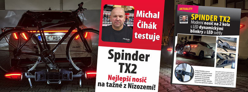 Michal Čihák testuje nosič kol na tažné Spinder TX2 | Filsonstore