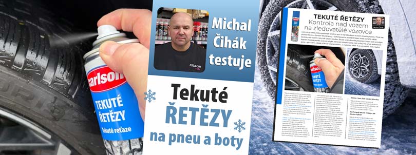 Michal Čihák testuje tekuté sněhové řetězy Carlson | Filsonstore
