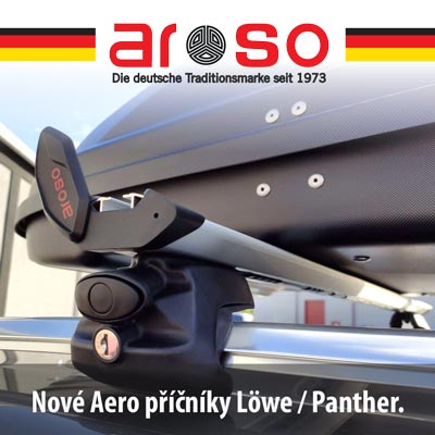Aero příčníky nosiče na střechu Aroso Panther a Löwe Wingbar