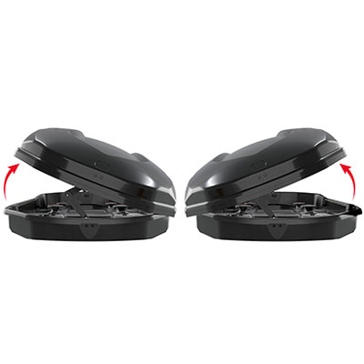 Střešní box Menabo Satellite 600 Black Glossy Duo - objem 600l / oboustranné otevírání / lesklý černý