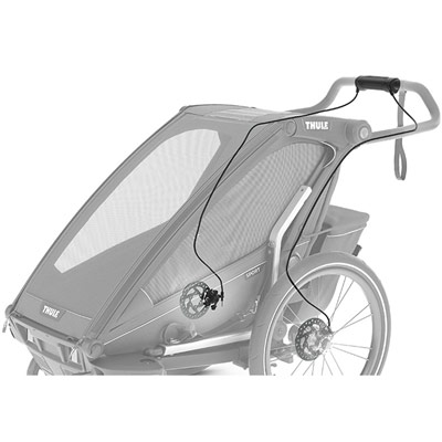 Multifunkční dětský sportovní vozík kočárek pro běh a procházky pro 2 děti Thule Chariot Sport 2 ruční kotoučová brzda ovládaná otočnou rukojetí