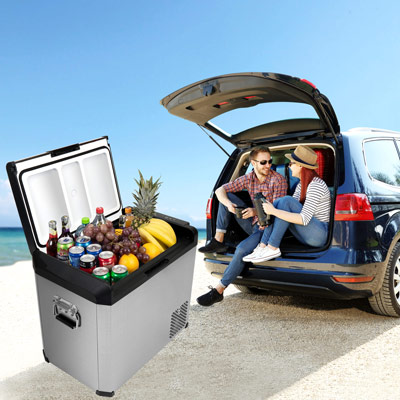 Autochladnička mraznička lednice kompresorová chladící box do auta Aroso 12V 24V 230V 60l - chlazení potravin a nápojů