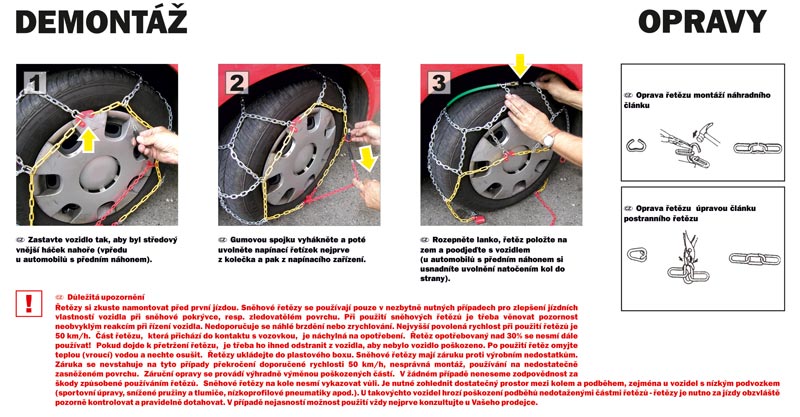 Demontáž a údržba sněhových řetězů